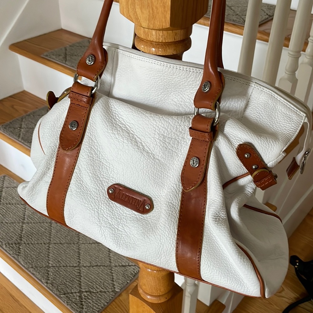 Valentina white pebble Italian leather bag